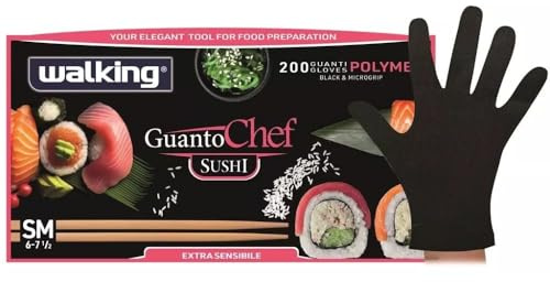 Generico WALKING 200 Guanti CHEF SUSHI in CPE nero super sensibile - TAGLIA S-M