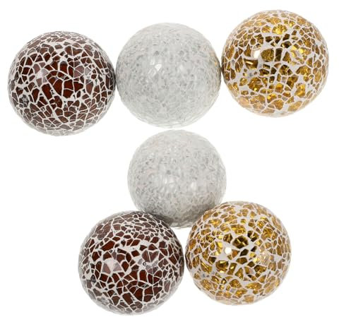 Alipis 6pcs Glass Balls Decorative Orbs, Mosaic Glass Decorative Balls for Bowls and Table Decorations Centrepiece, Compact Breakage-resistant Decor for Office or Boutique