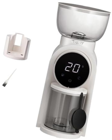 Milageto Molinillo de café eléctrico para Frijoles, Molinillo de café Espresso, múltiples configuraciones, Pantalla Inteligente portátil, visualización, Blanco