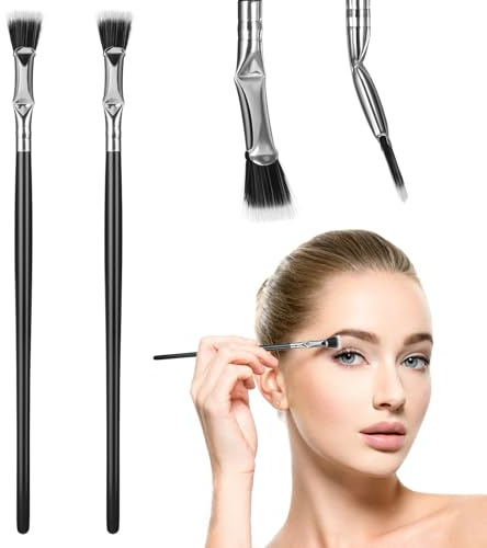 Folding Angle Eyelash Brush, Soft Polyester Eyelash Separator Tool 2 Pcs Reusable Fan Shaped Mascara Brush for Upper Lower Eye Lash Makeup Cosmetic Tools