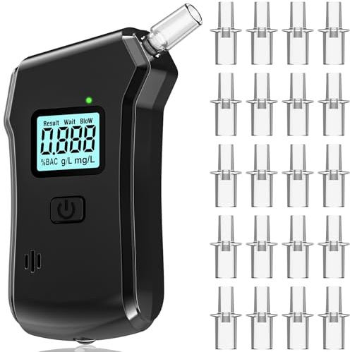 XULIERUX Alkoholtester, Hochpräziser Atemalkoholtester Mit LCD-Display, Mit 20 Mundstücken, Geeignet Für Zuhause, Partys, Fahrer