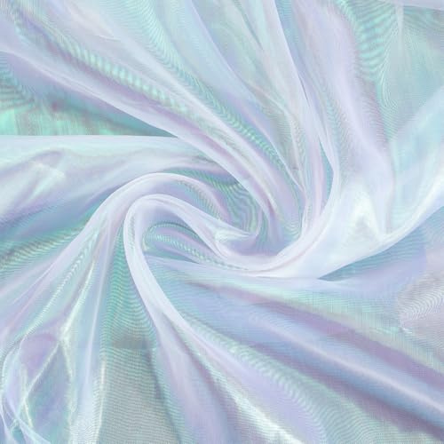 CABODYALS 200CM 150CM Shimmer Sheer Fabric Iridescent Gradient Organza Cloth Shiny Silky Gauze Laser Polyester Fabrics for Sewing Making Clothing Accessories Home Party Decor Wedding Dress Diy Craft