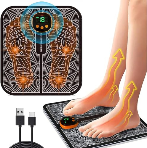 EMS Foot Massager,8 Modes 18 Intensities Relax Muscles,Folding Portable Feet Massage Machine,Electronic Muscle Stimulatior Massage Mat