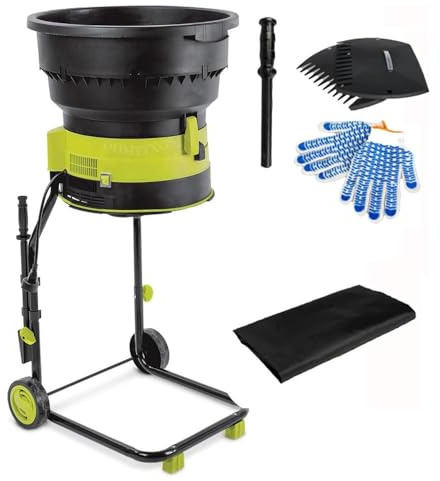 Trituratore elettrico per foglie con ruote e borsa di stoccaggio, trituratore senza lama 8000rpm per pulizia e compostaggio del cortile
