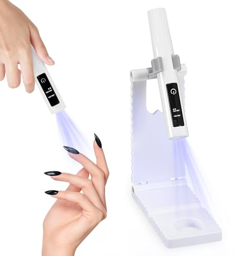 UV Lampe für Gelnägel, Mini UV LED Lampe für Nägel mit Ständer Wiederaufladbar Tragbare Kleine UV Nagellampe 2 Timer-Modi Nageltrockner für Gel Nagellack zum Aushärten von Nagelkleber Nail Tips (Weiß)