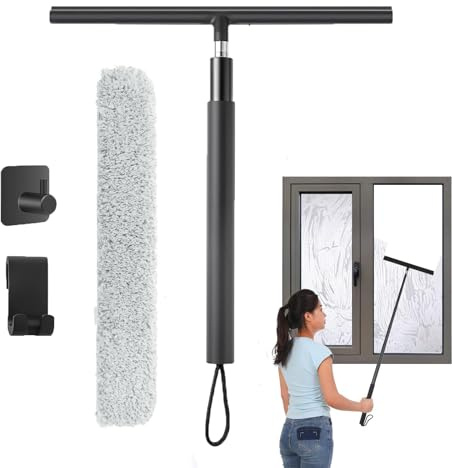 Neuytiky Rasqueta Limpiacristales Ducha Retráctil,Limpiaparabrisas con Gancho para Colgar,Rasquetas Limpiacristales para Ducha de Silicona,para Ducha,Baño,Azulejos