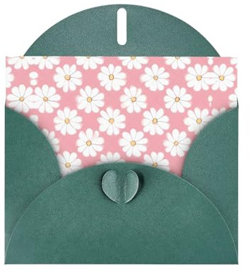Juego de tarjetas de felicitación impresas con diseño de crisantemo blanco y verde oscuro, con sobres y calcomanías a juego