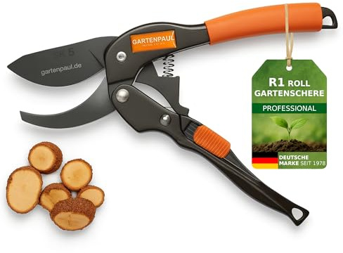 Gartenpaul Roll-Gartenschere R1 Amboss, inkl. Nachschleifservice, Profi Ratschen Garten-Schere, 30 Jahre Qualität, Profi Gartengeräte Baum Astschere Schere Rosenschere Pflanzenschere Blumenschere