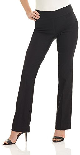 Rekucci Pantalon Femme Chic et Elegant, Pantalon Ultra Confort pour Femme, Coupe Semi-évasée (34 Petite, Noir)