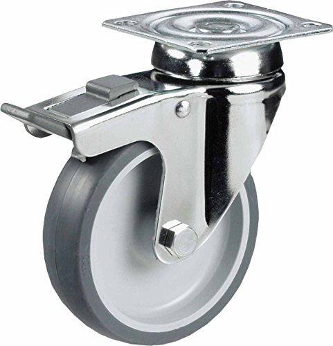 Edelstahl Apparaterollen ø 80mm Plattenbefestigung und Feststeller, rostfrei, Lenkrolle, Edelstahl, VA, VA2, Inox