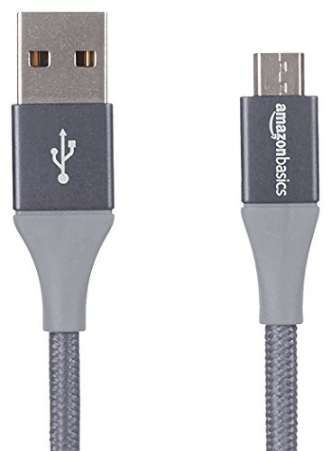 Amazon Basics Cable USB 2.0 USB-A a Micro USB con trenzado doble, 3 m, 10 feet, Gris oscuro