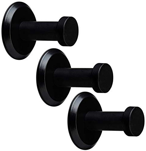 SOTECH 3 Stück Garderobenhaken TALEA echt Edelstahl massiv schwarz matt | Ø 10 / 15 mm Länge 30 mm Gesamtlänge 33 mm mit Platte Wandhaken Aufhänger