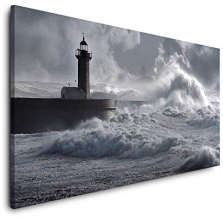 Leuchtturm in Portugal 120x 60cm Panorama Leinwand Bild XXL Format Wandbilder Wohnzimmer Wohnung Deko Kunstdrucke