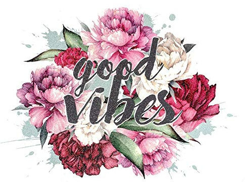 Ideen mit Herz Color Bügeltransfers mit Glitzer, Din A4 | Textilien wie T-Shirts & Taschen mit Bügelmotiven verzieren | schnell & einfach aufbügeln | DIY Textildesign (Blumen 10)