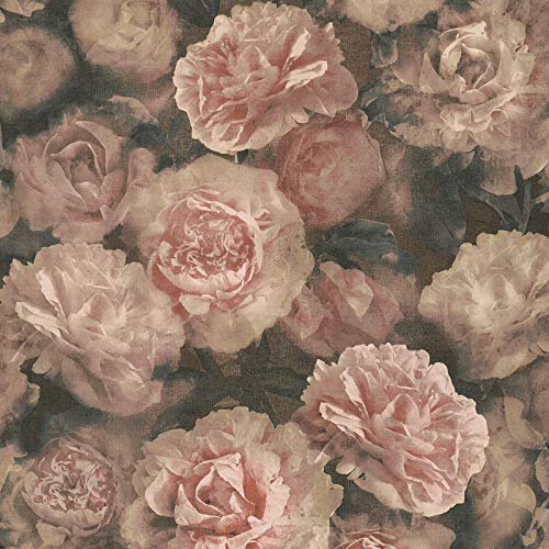 Papier Peint Pivoine - Groses Fleurs 37402-2 - Rose Pâle - Anglais Chambre - Floral
