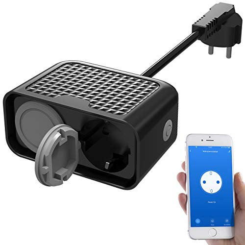 Luminea Home Control Doppelsteckdose: Outdoor-WLAN-2-fach-Steckdose komp. zu Amazon Alexa & Google Assistant (WLAN Steckdosenleiste, Doppelsteckdose aussen, Weihnachtsbaumbeleuchtung)