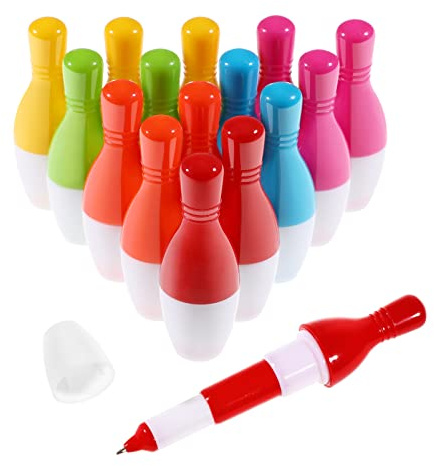 TOYANDONA 15 Stück Bowling Kugelschreiber für Kinder – Kreative ausziehbare Stifte in Kegel-Form, Bunte Mitbringsel für Bowling-Mottoparty & Gastgeschenke Schulanfang (Zufällige Farben)