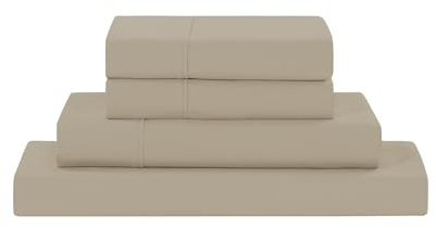Modern Threads Soft Microfiber Solid Sheets - Luxurious Microfiber Bed Sheets - Includes Flat Sheet, Fitted Sheet with Deep Pockets, & Pillowcases Taupe Twin