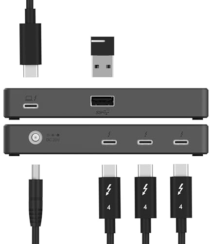 SABRENT Thunderbolt 4 Hub mit 60W-Ladefunktion für Laptops, USB-C-Dock, unterstützt 2X 4K 60Hz Monitore oder 1x 4K 144Hz, 5K/6K/8K@60Hz(DSC) Monitor, inklusive 15,7 zertifiziertem TB4-Kabel (HB-TBT4)