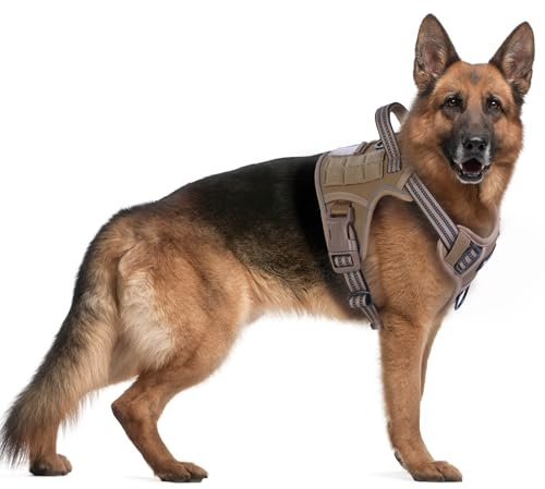 Funfox Hundegeschirr Grosse Hunde Anti Zug Sicherheitsgeschirr Mittlere Große Hunde No Pull Geschirr Einstellbar Brustgeschirr Hund Groß Atmungsaktiv Dog Harness XL Braun