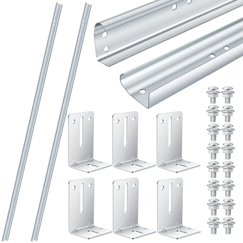 Tandefio 2 Pcs Garage Door Vertical Track Replacement with 6 Garage Door Rail Doorpost Brackets and 16 Sets of Screw and Nut Fittings Garage Door Rails Vertical Bracket for 7 ft Tall Garage Door Parts