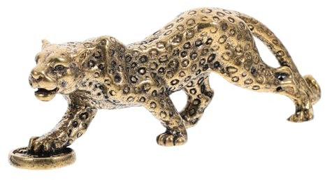 GARVALON Retro Brass Leopard Figurine Vintage Messing Leopard Statue Für Home Office Dekoration Kompakte Tierfigur Für Schreibtisch Robuste Brass Kunstwerk Mit Feiner Verarbeitung
