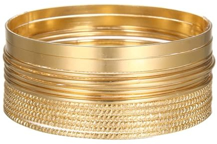 WATEFOER Gold Armreif Armbänder Set für Damen Boho Mehrschichtige stapelbar strukturierte Armbänder indische Chunky Armreif Armband Hochzeit Schmuck Muttertag Geburtstag Geschenk