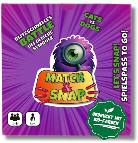Relaxed Monkey Match ‘n Snap – schnelles Reaktionsspiel mit Hunden und Katzen für die ganze Familie I tolle Geschenkidee, lustiges Kartenspiel als Geburtstagsgeschenk, Wichtelgeschenk und Reisespiel