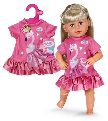 BABY born Flamingokleid für 43 cm Puppen in Rosa | Rosa Kleid, Flamingo-Design, passend für 43 cm Puppen