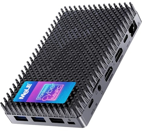 MeLE Cyber X1 Fläktlös Mini-PC, N150 8GB 128GB, Dual HDMI, USBC Dispaly | N150 upp till 3.6GHz, 8GB RAM, 128GB eMMC lagring, 4K dubbel HDMI, USB-C PD3.0, for Home Offfice IoT,Astrophotograpghy
