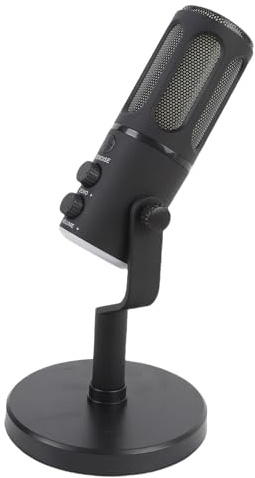 Bewinner Microfono Dinamico, Modello di Raccolta Cardioide Interfaccia XLR USB RGB, Microfono per Voce Vocale Sullo Streaming, Microfono in Metallo in Studio con Muto, Jack per Cuffie