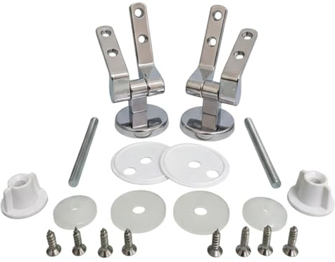 Kit Cerniere Copriwater in Metallo per Sedili in Legno – Universali, Regolabili - Cerniere Light per Copriwc - alta compatibilità per sedili Wc in legno - Fissaggio dal basso