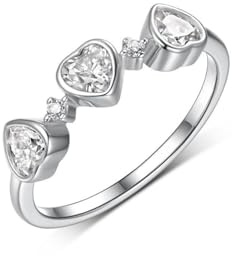 Tolldek 9K/14K/18K Weißgold Hochzeitsring, Herz Freundschaftsringe mit Moissanit, Echt Trauringe Weiß Gold Au 375/585/750, Gr.47-65