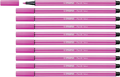 STABILO Pen 68 - Pennarello Premium - Confezione da 10 - Rosa Fluorescente