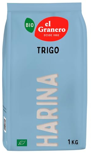 El Granero Integral - Harina de Trigo BIO - 1 KG - Rica en Fibra y Nutrientes - Mejora la Digestión - Harina de Bajo Índice Glucémico - Apta para Veganos