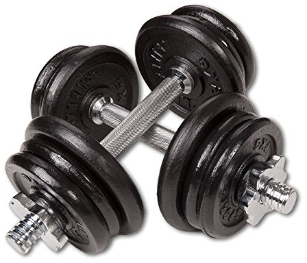 C.P. Sport gjutjärn och plasthantel 10 kg, 15 kg, 20 kg, 30 kg hantlar hantelstänger med viktskivor – 2 x 10 kg kilset