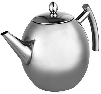 1.5L Edelstahl Teekanne Silber Kaffee Topf mit Filter Infuser große Kapazität