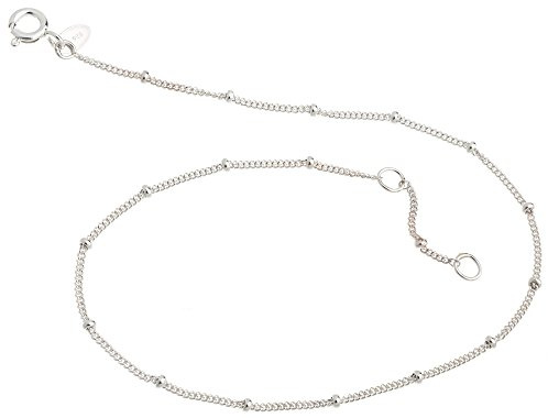 Fußkette Panzer 1,3mm mit Kugeln - Länge wählbar 23-30cm - echt 925 Silber