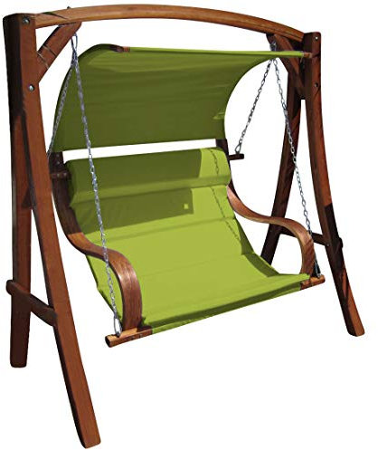 AS-S Design Hollywoodschaukel Gartenschaukel MERU aus Holz Lärche inkl. Abdeckung von AS-S, Farbe:Grün