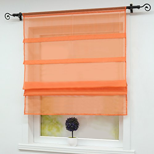 Joyswahl Scheibengardine Voile Bistrogardinen mit Tunnelzug 100x140 Orange | Raffrollo Voile, Raffgardinen modern, Oonagh Bändchenrollo, 1er Pack, Fensterrollo innen, Rollo transparent, Wohnzimmer Uni
