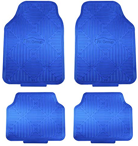FH Group Tapetes de Goma metálica Resistentes para automóviles, Juego Completo de Ajuste Universal, Resistentes a la Intemperie, recortables para la mayoría de sedanes, SUV, Camiones, Color Azul