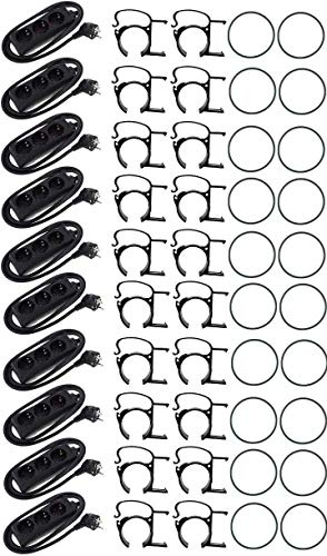 20 x THE SNAP Traversenklammer Schwarz mit Steckdosenhalter incl. Gummiring + 10 x 3-fach Schuko Steckdosenleiste (20x SNAP Schwarz incl. O-Ring + 10x 3-fach Leiste)