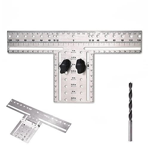 Mousike Cabinet Pull Metal Template， Handle Drill Mounting Template for Cabinet Doors and Drawers(Silver,1Pack)