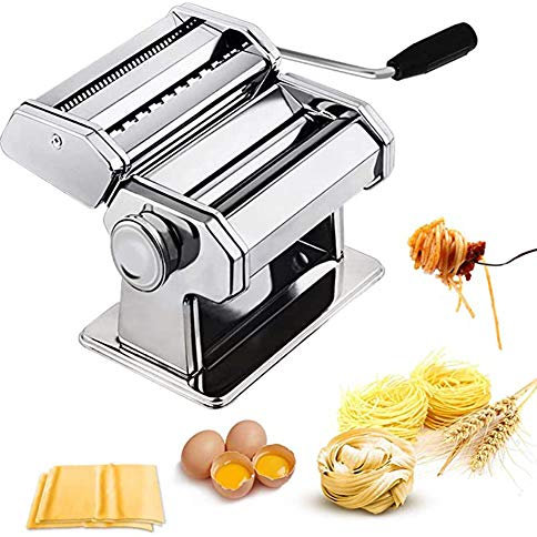 LTLCLZ Machine À Pâtes avec 9 Réglages D'épaisseur Nouilles À La Machine Pâtes Fraîches Manuelles en Acier Inoxydable Faisant Le Rouleau De Pâte De Machine pour Spaghetti Et Fettuccine