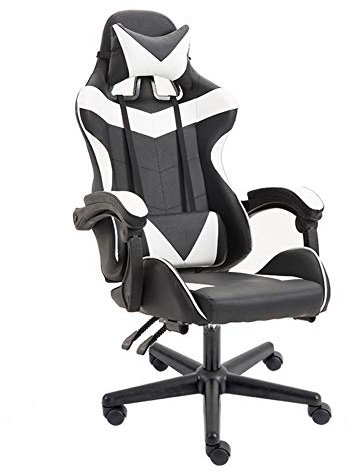 BAIAA Sillas Gaming, Silla de Escritorio Computadora de Oficina en Casa con Soporte Lumbar y Apoyabrazos Acolchados Diseñados Altura Ajustable,ángulo de Inclinación de 90-135 ° (En Blanco y Negro)