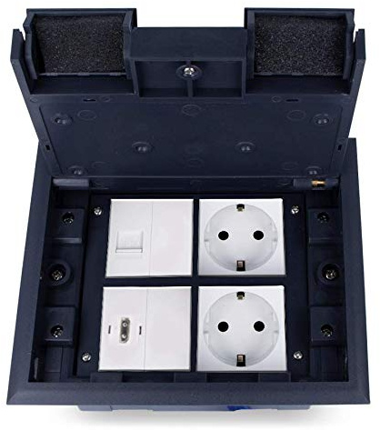 Livolo VDE, presa da incasso, 4 scomparti, con inserti di presa Livolo, modulo di rete, modulo HDMI e 2 coperture cieche per pavimenti a scomparsa