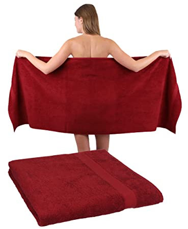 Betz 2 Stück Saunatücher XXL Badetuch Liegetuch Strandlaken Saunahandtuch Premium Frottee 100% Baumwolle Größe 70 x 200 cm Farbe rubinrot