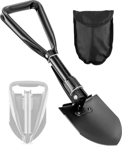 PLACHIDAY Grävspade, 45 cm lätt trädgårdsspade bärbar sport verktyg hopfällbar spade för hem trädgård gård arbete camping vandring strand militär nödsituation