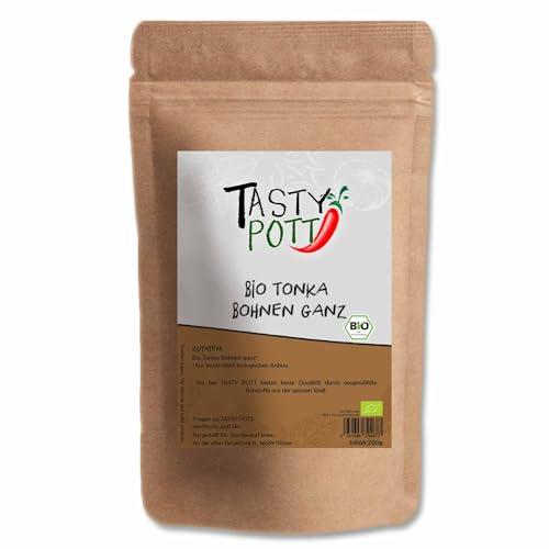 Tasty Pott Bio Tonka Bohnen (ganz) 200g Beutel | Backen Kuchen Gewürz | süß Dessert duftend | Eiscreme Schokolade Kekse | Kochen & würzen | Vorteilsbeutel Vorratspackung
