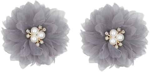 Kabelife 2 Stück Schön Blume Brosche, Ansteckblume, Haarblume Haarblüte mit Strass Perle Haarschmuck Sicherheitsnadel, Hochzeit, Party, Dekoration